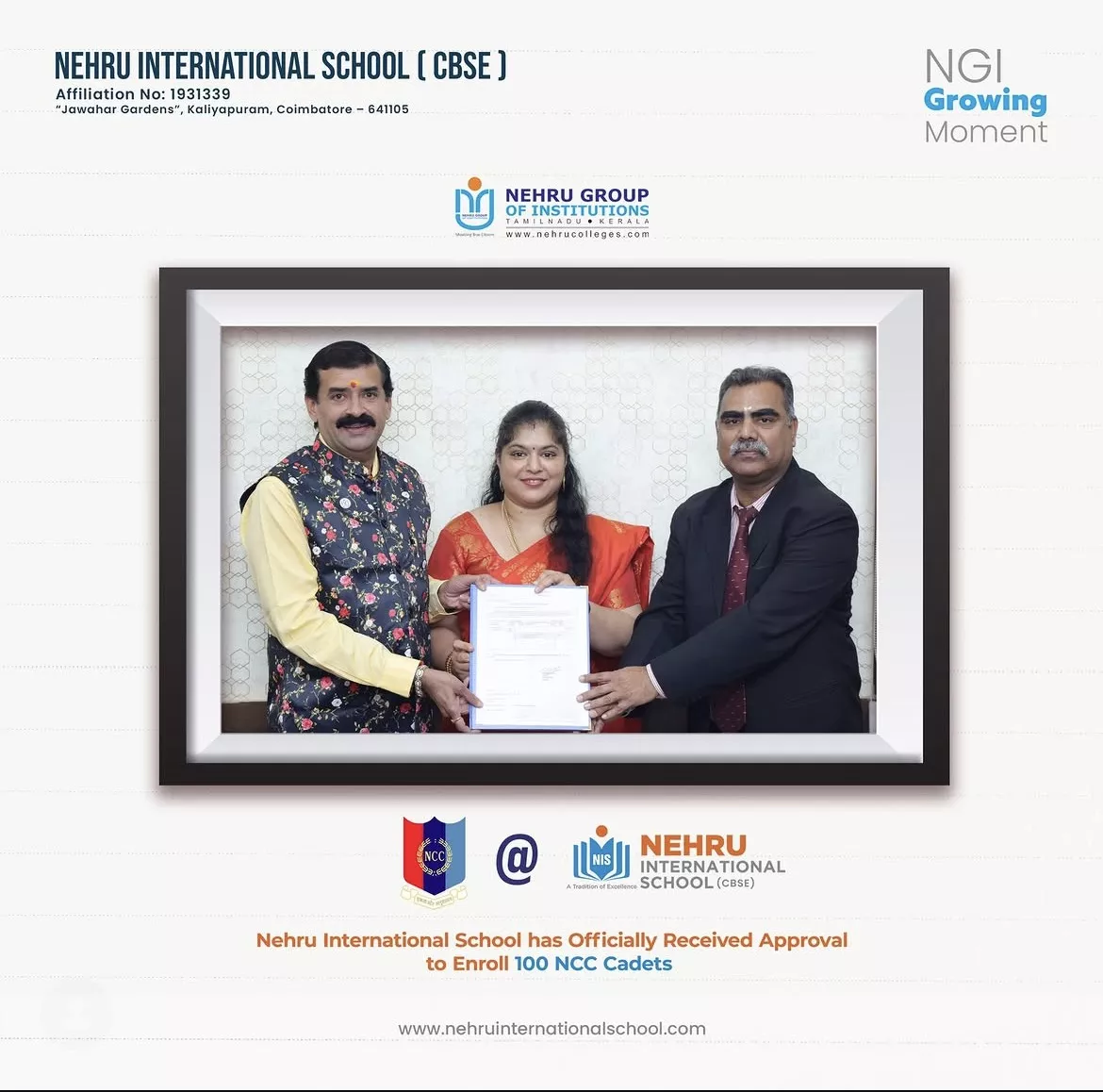 Received Approval to Enroll 100 NCC Cadets